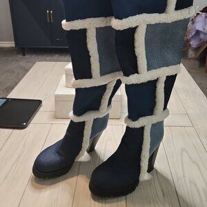 ✨ I Am JenniferLe VAUGHAN II Denim Heel Boots – Size 10 ✨
